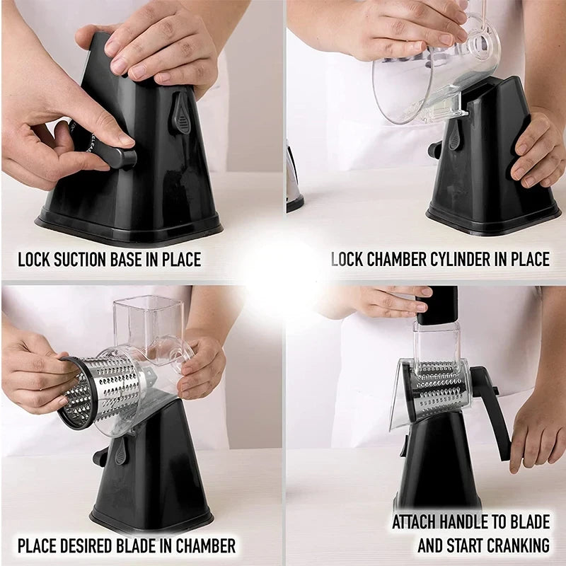 Rotary Vegetable Shredder with Suction Base