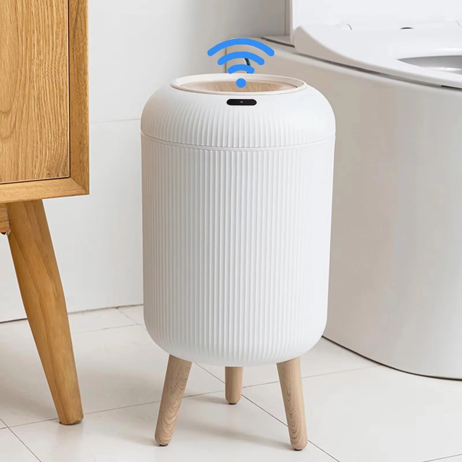 Poubelle automatique intelligente en plastique avec couvercle, petite poubelle à capteur de mouvement.