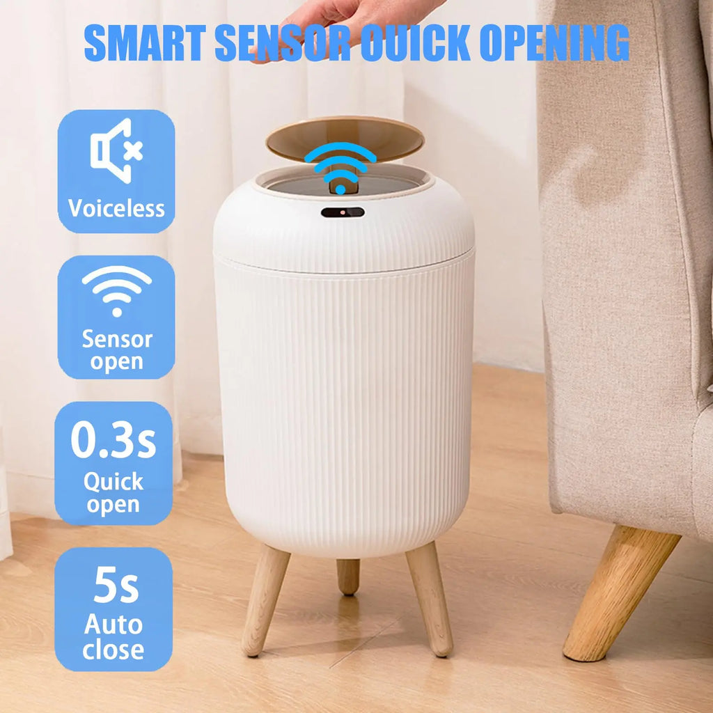 Poubelle automatique intelligente en plastique avec couvercle, petite poubelle à capteur de mouvement.
