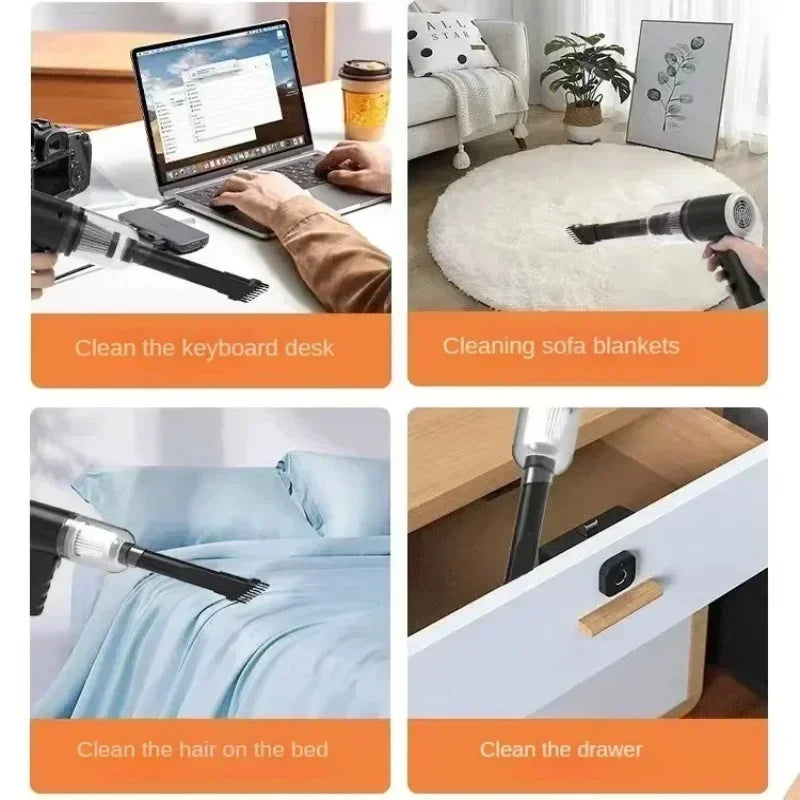 Aspirateur de voiture sans fil 2900000PA, recharge USB, 1200mAh, nettoyeur double usage humide/sec, aspirateur portatif sans fil haute puissance 2026 ﻿