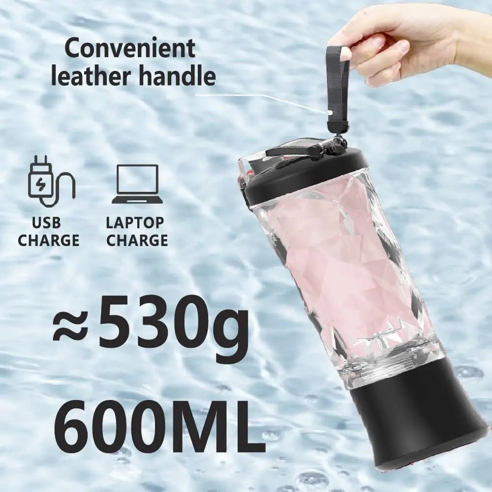 Blender portable avec gobelet de 20 oz, rechargeable par USB-C, autonettoyant, sans fil, pour smoothies, gym, bureau.