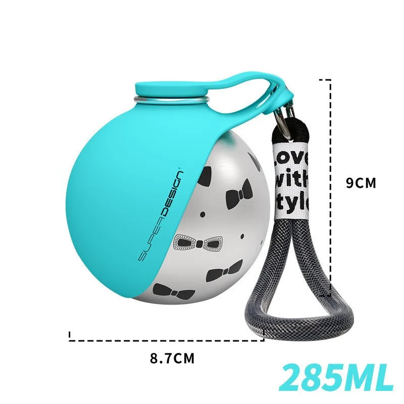 Bouteille d'eau portable pour chien en acier inoxydable, distributeur d'eau de voyage pour chat avec bol, bouteille d'eau anti-fuite pour chiot pour la marche et la randonnée