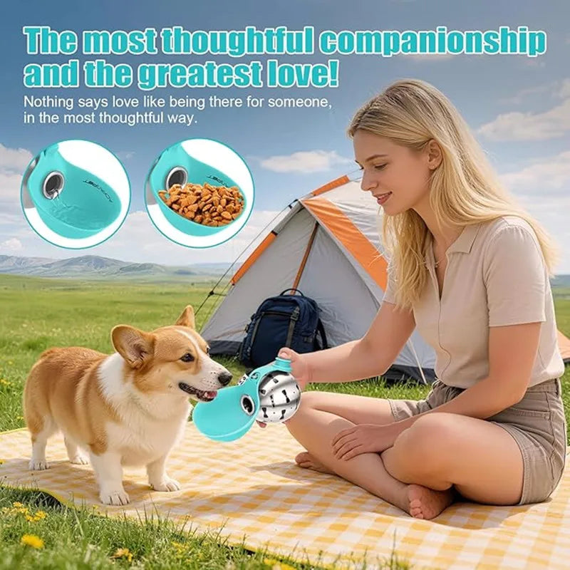 Bouteille d'eau portable pour chien en acier inoxydable, distributeur d'eau de voyage pour chat avec bol, bouteille d'eau anti-fuite pour chiot pour la marche et la randonnée