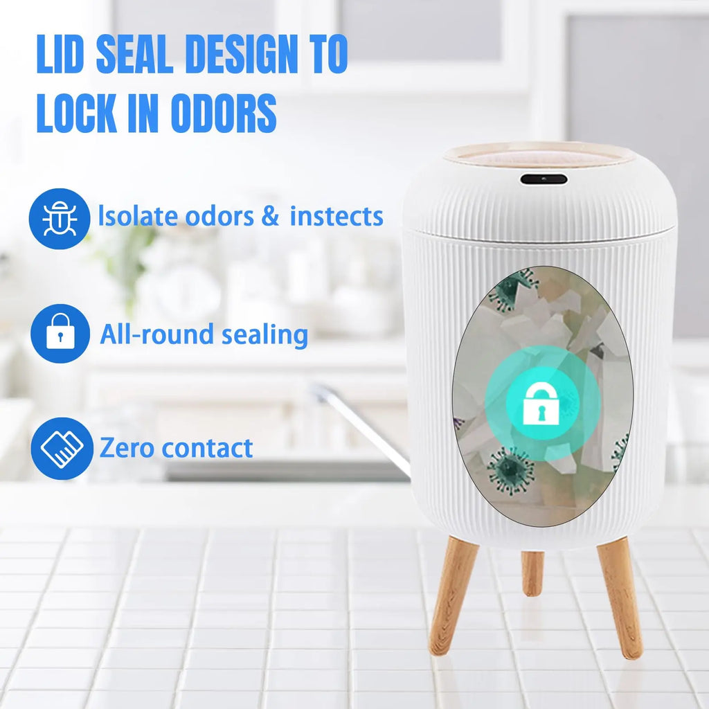 Poubelle automatique intelligente en plastique avec couvercle, petite poubelle à capteur de mouvement.