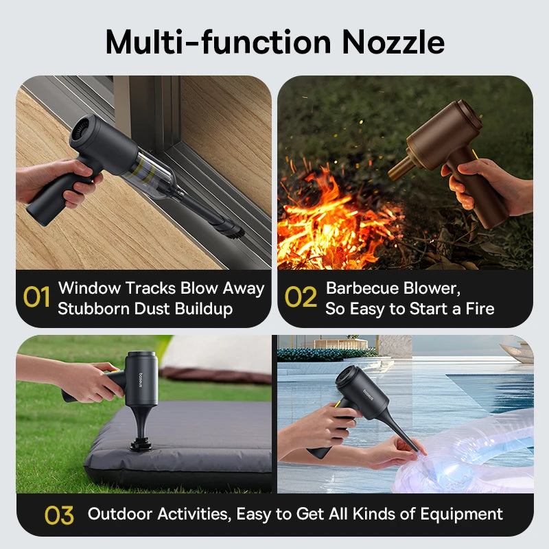 Baseus – aspirateur de voiture sans fil, pistolet souffleur de poussière d'air pour voiture.