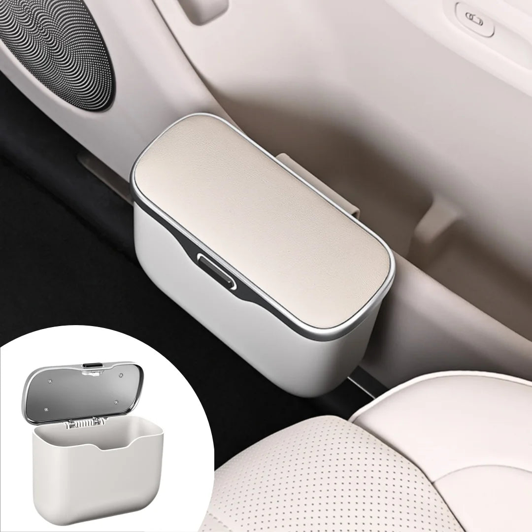 Poubelle de voiture multifonctionnelle avec bouton de couvercle.