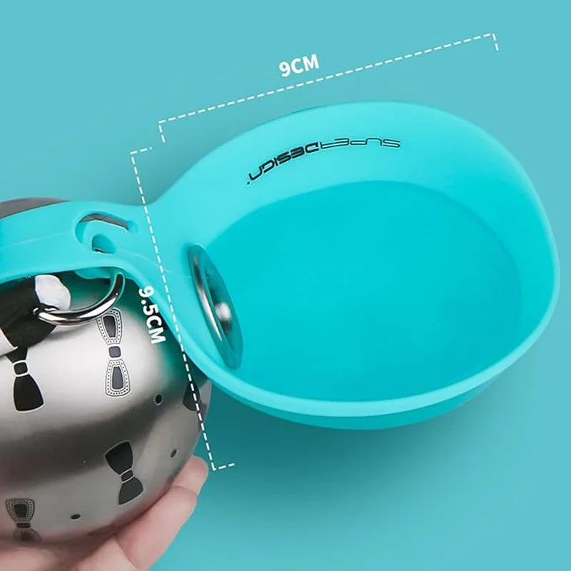 Bouteille d'eau portable pour chien en acier inoxydable, distributeur d'eau de voyage pour chat avec bol, bouteille d'eau anti-fuite pour chiot pour la marche et la randonnée