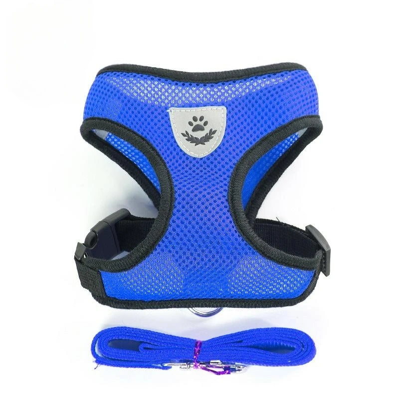 Harnais pour chien et chat avec laisse en plomb, gilet réglable en maille de Polyester, harnais respirant,
