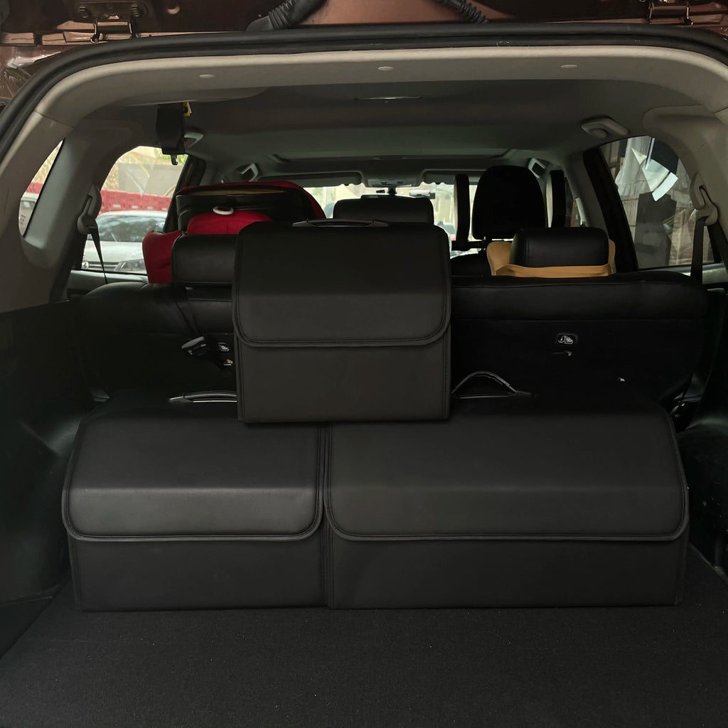 Boîte de rangement en cuir PU, organisateur de rangement de coffre de voiture pliable polyvalent