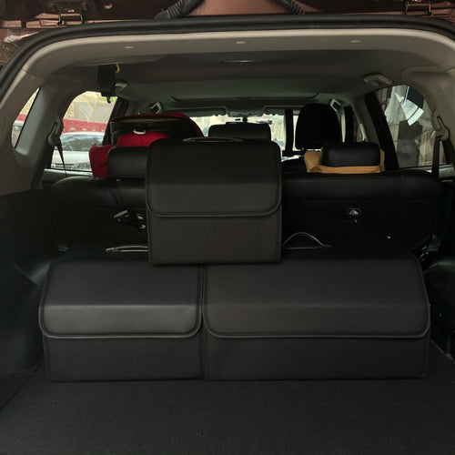 Boîte de rangement en cuir PU, organisateur de rangement de coffre de voiture pliable polyvalent