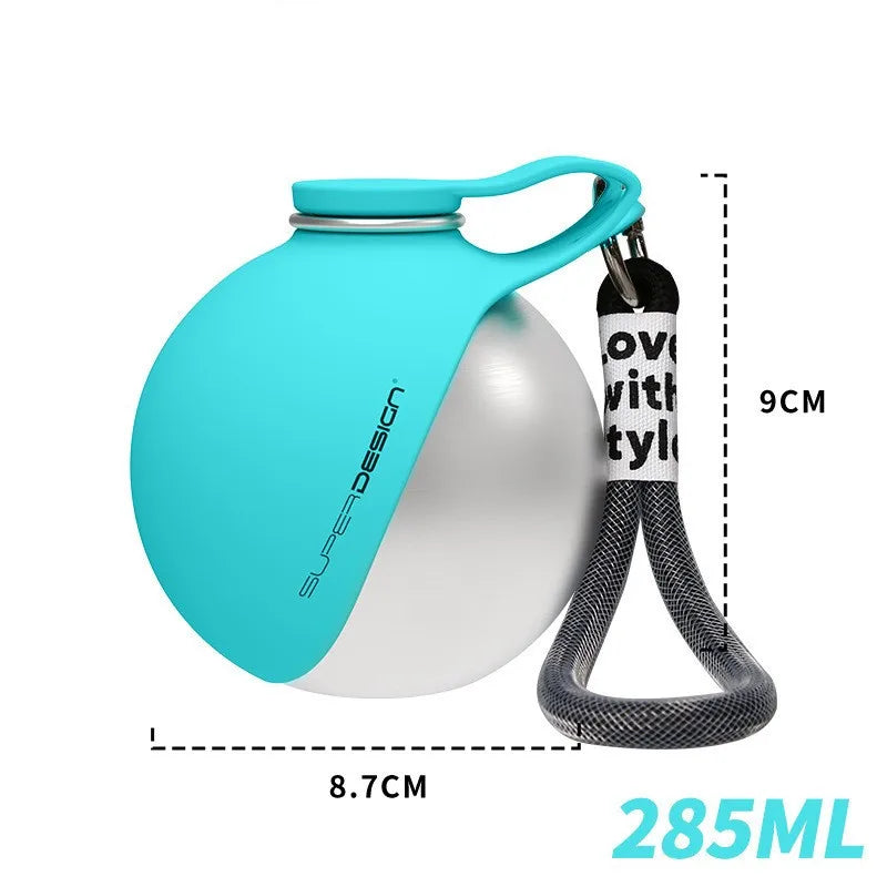 Bouteille d'eau portable pour chien en acier inoxydable, distributeur d'eau de voyage pour chat avec bol, bouteille d'eau anti-fuite pour chiot pour la marche et la randonnée