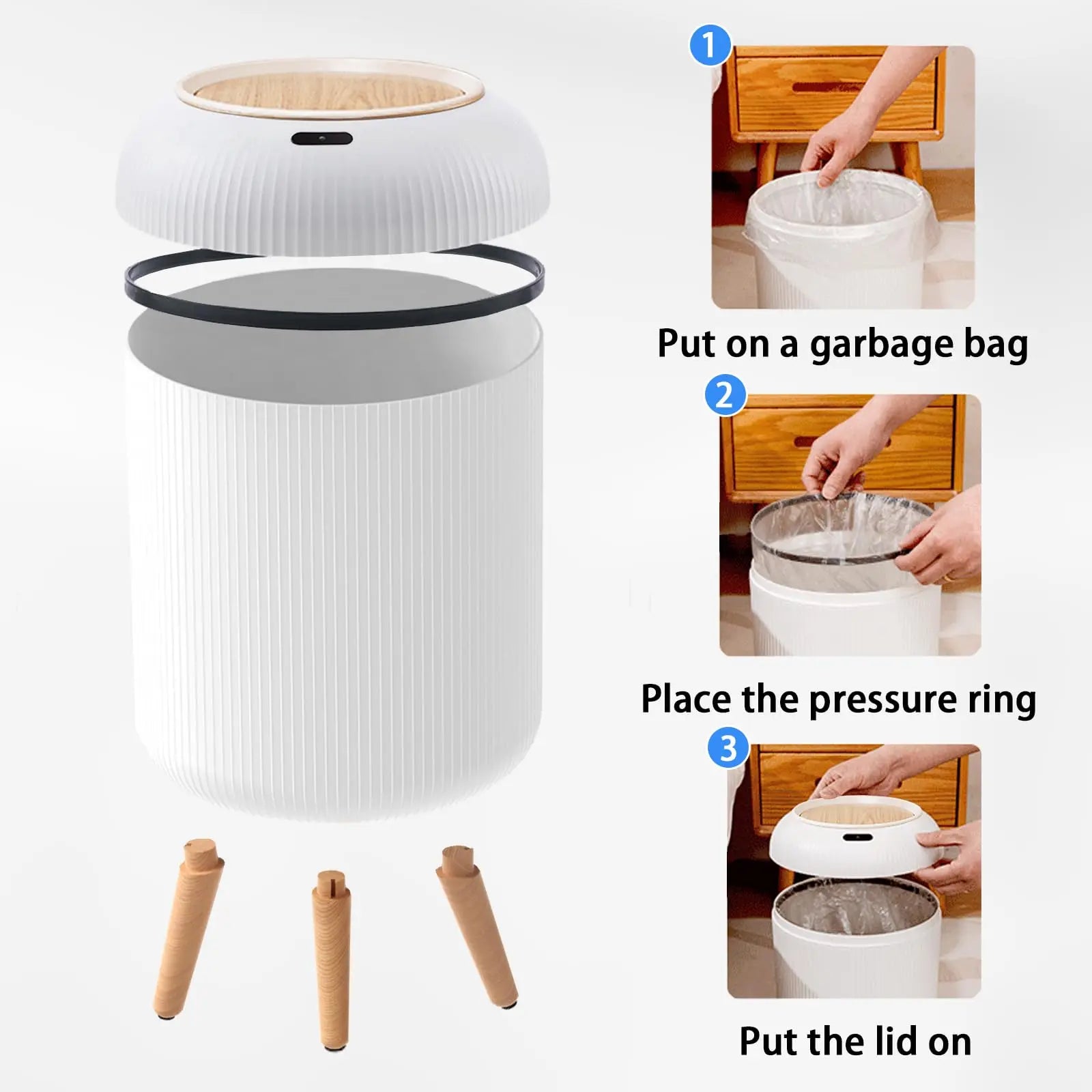 Poubelle automatique intelligente en plastique avec couvercle, petite poubelle à capteur de mouvement.
