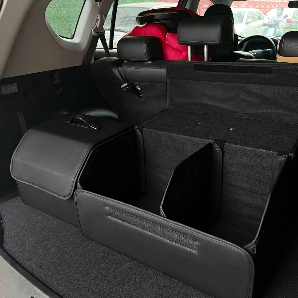 Boîte de rangement en cuir PU, organisateur de rangement de coffre de voiture pliable polyvalent
