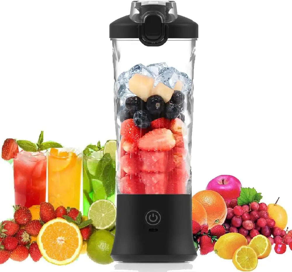 Blender portable avec gobelet de 20 oz, rechargeable par USB-C, autonettoyant, sans fil, pour smoothies, gym, bureau.