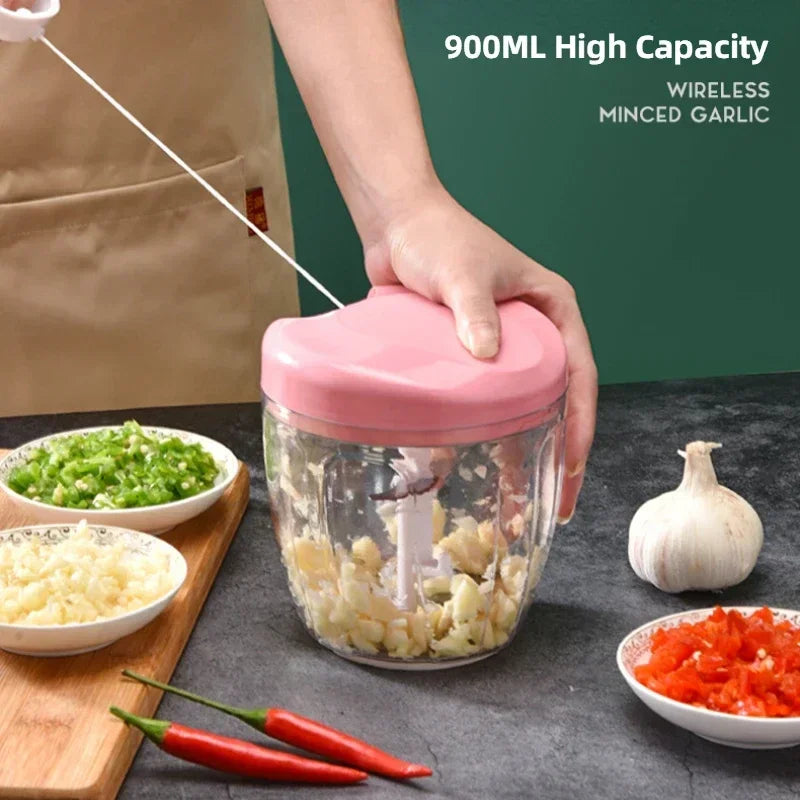 Nouveau broyeur coupe-oignon végétal accessoires de cuisine 500/900ML hachoir à viande manuel hachoir à ail rotation presse à ail